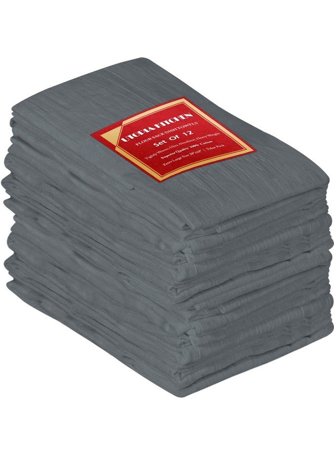 Utopia Kitchen منشفة مطبخ يوتوبيا رمادية فاتحة من القماش [12 قطعة - 28 × 28 بوصة] 100% قطن مناشف شاي للتنظيف والتجفيف - قماش مطبخ عالي الامتصاص - Image 1