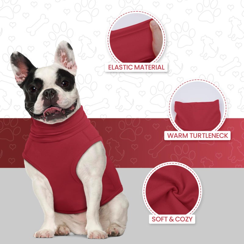 ROZKITCH Dog Sweaters Soft Fleece Pullover Sweatshirt Pajamas, Turtleneck Warm Pet Cold Weather Jacket Stretchy Vest Jumpsuit Apparel Outfit Clothes for Small Medium Large Dogs Walking Sleep Red XL - Image 2