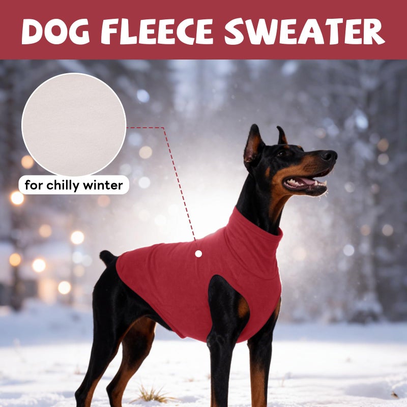 ROZKITCH Dog Sweaters Soft Fleece Pullover Sweatshirt Pajamas, Turtleneck Warm Pet Cold Weather Jacket Stretchy Vest Jumpsuit Apparel Outfit Clothes for Small Medium Large Dogs Walking Sleep Red XL - Image 3