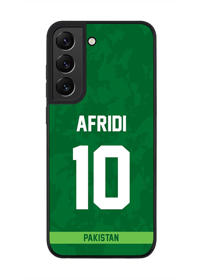Rugged Black Edge Case for Samsung Galaxy S21 5G, Slim fit Soft Case Flexible Rubber Edges Thin Cover - Player Name - AFRIDI, Jersey Number- 10