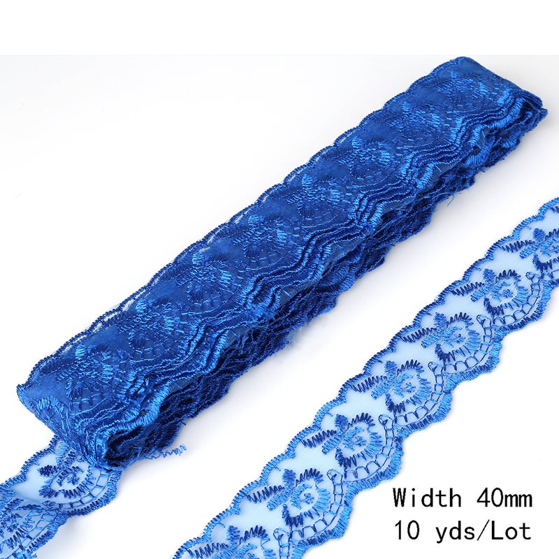 Factory wholesale color embroidery lace decoration clothing accessories accessories diy hand woven material accessories Royal Blue - Image 1