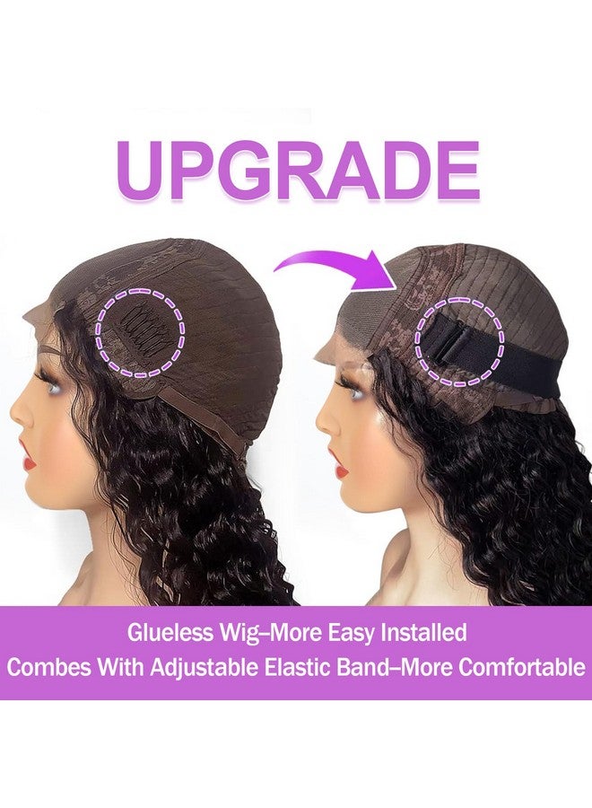 AISI Deep Wave Lace Front Wigs Human Hair 180% Density 4X4 Transparent Lace Closure Wigs for Black Women Wet and Wavy Lace Frontal Wigs Glueless Wigs Pre Plucked with Baby Hair Natural Color (18 Inch) - Image 3