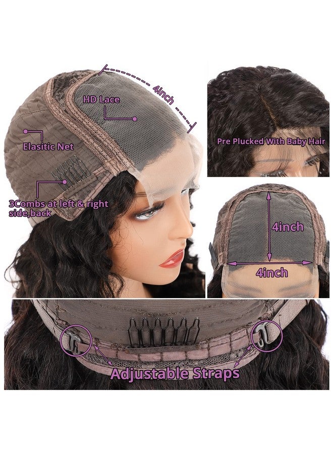 AISI Deep Wave Lace Front Wigs Human Hair 180% Density 4X4 Transparent Lace Closure Wigs for Black Women Wet and Wavy Lace Frontal Wigs Glueless Wigs Pre Plucked with Baby Hair Natural Color (18 Inch) - Image 5