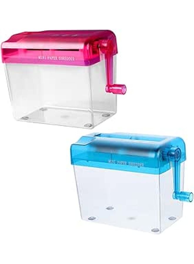 Portable Handheld Manual Paper Shredder Desktop Document Shredder Small Size Pink Blue for A6 Notes Bills - Image 1