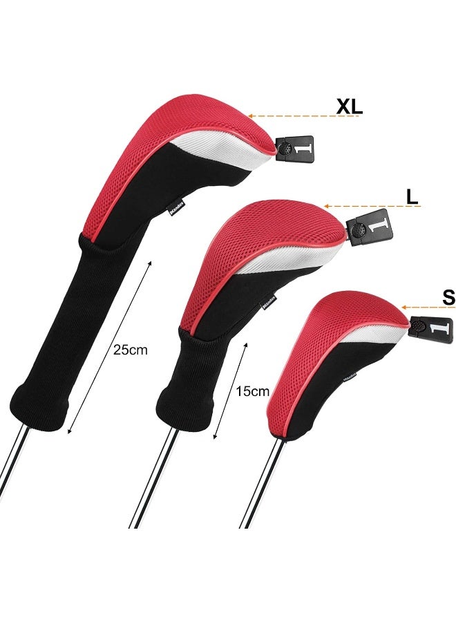 Andux 5pcs/Set Golf 460cc Driver Wood Head Covers with Long Neck and Interchangeable No. Tags - Image 3