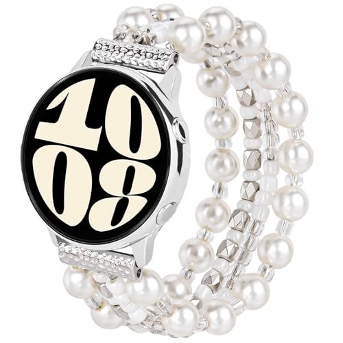 VISOOM Beaded Boho Bracelet Compatible for Samsung Galaxy Watch 8/7/6/5/4 40/44mm Bands/Active 2 Watch 4 Classic 42mm Band Women, 20mm Handmade Elastic Crystal Beads Bracelet for Galaxy Watch 5 pro - Image 1