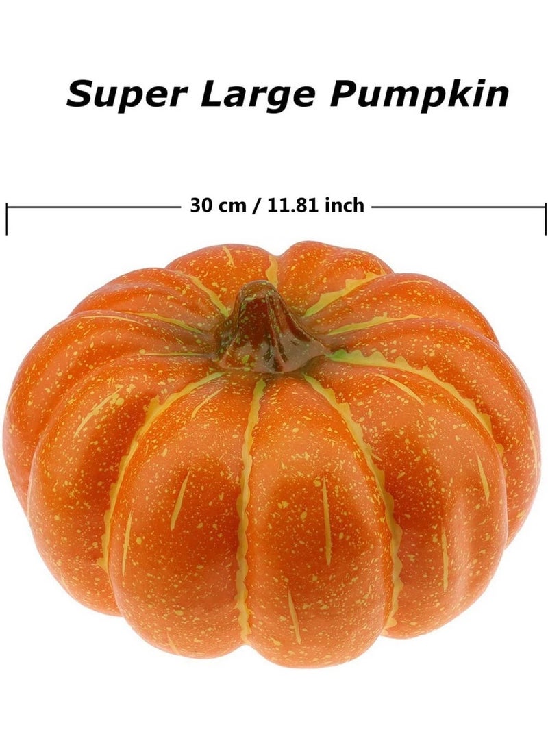LATIFA  13'' Big Artificial Ornament Pumpkin Fake Cushaw Fall Harvest Party Christmas Halloween Decoration - Image 3