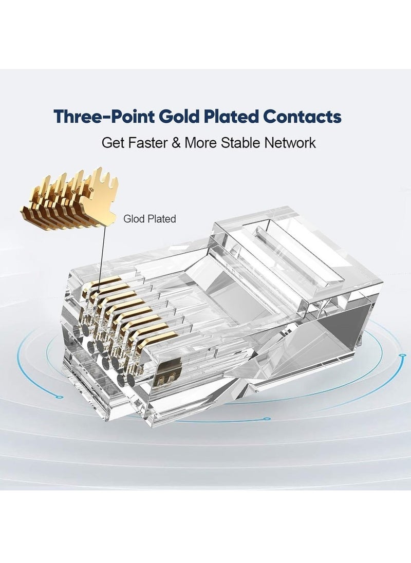Generic RJ45 Pass Through Connectors 50-Pack Cat6/Cat5e Gold Plated Modular Plug Unshielded Crimp Connector For Solid Or Stranded UTP Ethernet Cable  - Image 2