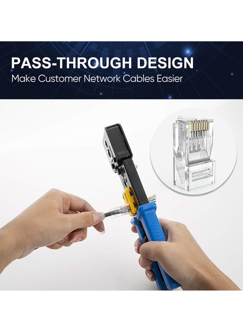 Generic RJ45 Pass Through Connectors 50-Pack Cat6/Cat5e Gold Plated Modular Plug Unshielded Crimp Connector For Solid Or Stranded UTP Ethernet Cable  - Image 4