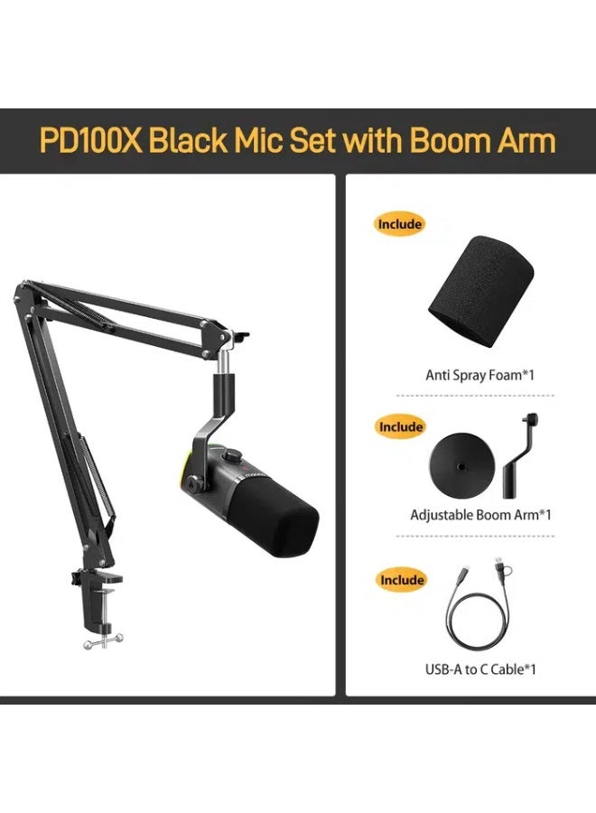 ماونو ميكروفون ديناميكي MAONO PD100X مع توصيل USB-C و XLR وإضاءة RGB للألعاب والبث والبودكاست - Image 4
