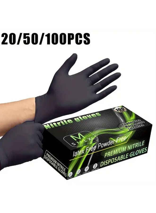 50 Pcs XL Black Nitrile Gloves Disposable For Tattoo Nail Art Pet Bathing Kitchen Cleaning - Image 2