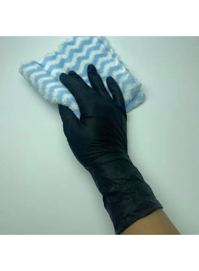 50 Pcs XL Black Nitrile Gloves Disposable For Tattoo Nail Art Pet Bathing Kitchen Cleaning - Image 1