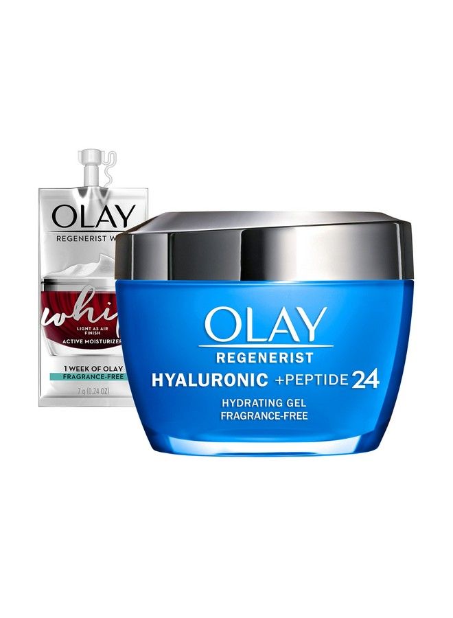 Olay Regenerist Hyaluronic Acid + Peptide 24 Gel Face Moisturizer For All Day Skin Hydration Fragrancefree 1.7 Oz With Niacinamide Includes Olay Whip Travel Size For Dry Skin - Image 2