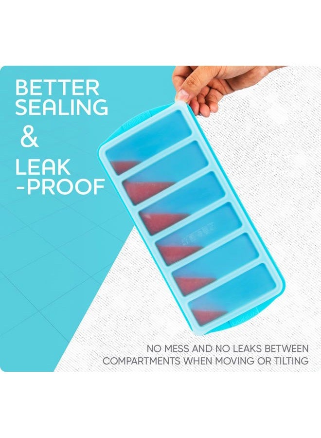 Xomoo 1/2 Cup Silicone Freezer Tray With Lid - Silicone Freezer Molds 2-Pack For meal prep & freezing of various sauces and other dishes, makes 12 perfect 1/2 cup portions cubes,oven and dishwasher safe - Image 3