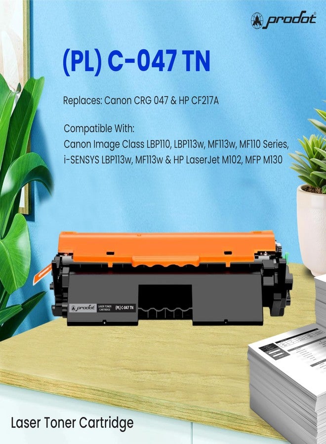 خرطوشة حبر ProDot 047 بديلة لخرطوشة Canon CRG 047، وخرطوشة HP CF217A. متوافقة مع طابعات Canon LBP113w/LBP110 Series/i-SENSYS LBP113w/MF113w وHP M102/MFP M130. إنتاجية 2600 صفحة. ضمان لمدة عام واحد (قطعة واحدة). - Image 3