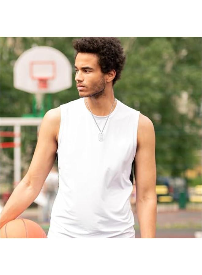 Basketball Initial Necklace for Men Boys Teen Kids Dog Tag Stainless Steel Sliver/Black/Gold Letter Pendant Sport Basketball Athletes Jewelry Gifts  Gifts for Kids Boys Men Teens  - Image 3
