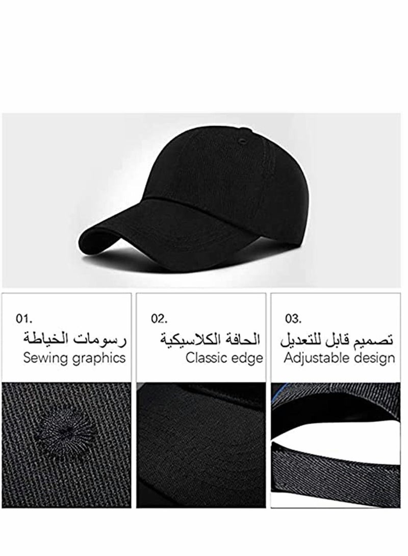 SYOSI Baseball Caps, Black Baseball Hats, Plain Adjustable Baseball Cap, Classic Panel Hat, Fashionable Dad Hat Fit Outdoor Sports Sun Hat in Summer Fits Men Women, 1 Pcs - Image 5