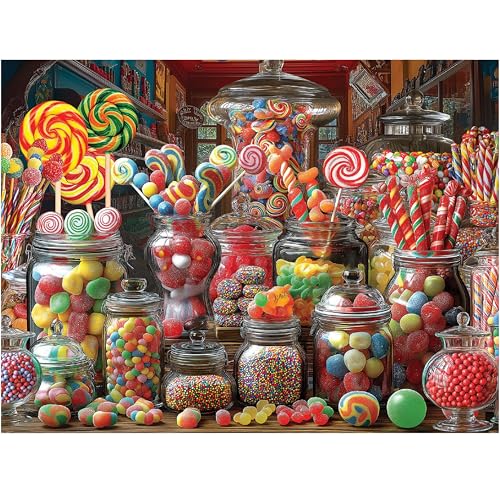 White Mountain 500 Piece Jigsaw Puzzle Fun Food Treat Puzzles with Large Pieces Gift for Adults and Family 18x24 Candy Store - Image 1