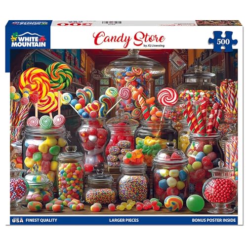 White Mountain 500 Piece Jigsaw Puzzle Fun Food Treat Puzzles with Large Pieces Gift for Adults and Family 18x24 Candy Store - Image 5