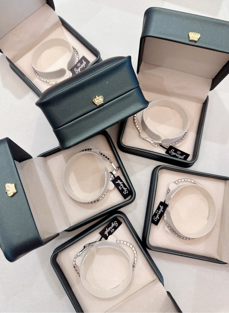 SYNSYB Sparkling Cubic Zirconia Cluster Tennis Bracelet - Silver - Plated, Elegant Bridal/Wedding Party Jewelry for Women - Image 5