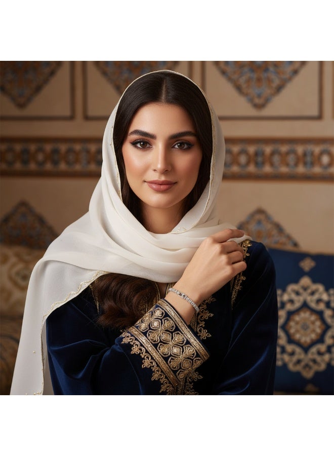 سنسيب سوار التنس مجموعة Zirconia Cluster المتألقة - الفضة - مجوهرات حفلات زفاف/حفل زفاف مطلي وأنيقة للنساء - Image 3