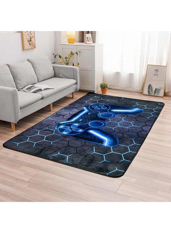 NTBED NTBED Game Console Area Rug for Bedroom Sofa Playroom Gaming Geometric Bedside Rugs Gamer Decorative Floor Mat Carpet (3x5 Feet, Blue) - Image 1
