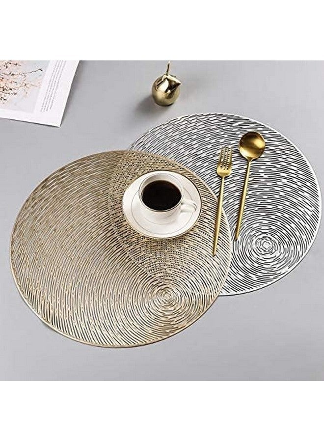 Home-Cloud حصائر طاولة دائرية من بوليستر HomeCloud / حصائر طاولة دائرية / حصائر طاولة PVC دائرية / حصائر طاولة طعام بتصميم مقصوص / حصائر طاولة زينة / حصائر طاولة جانبية (متعدد، مجموعة من 4 (2 قطعة ذهبية + 2 قطعة فضية)) - Image 5