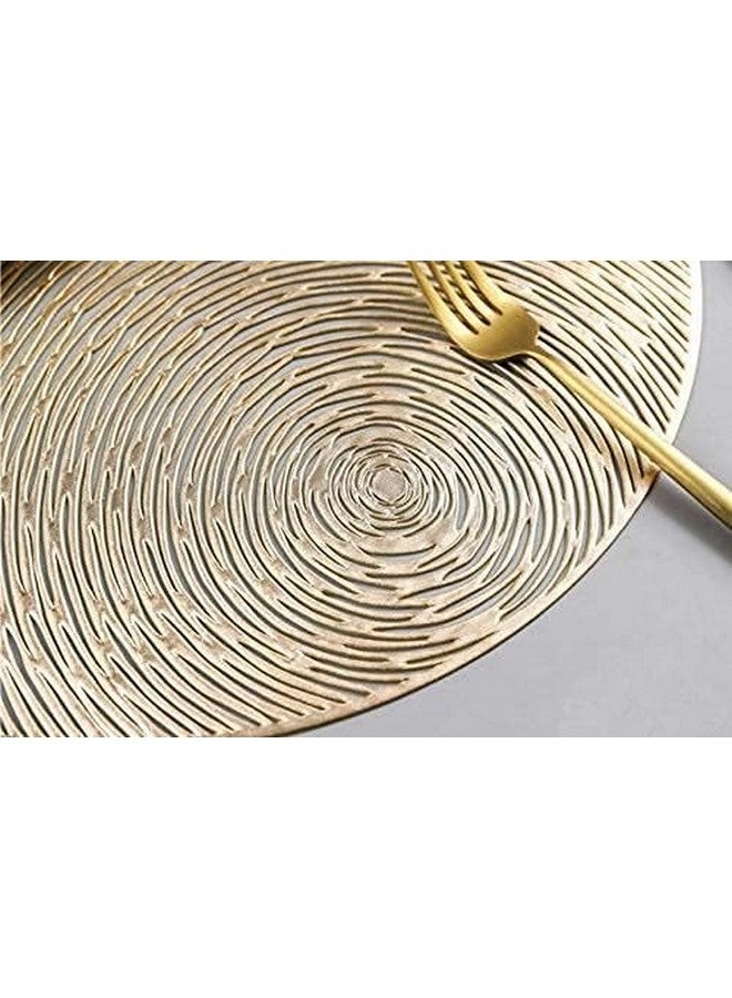 Home-Cloud حصائر طاولة دائرية من بوليستر HomeCloud / حصائر طاولة دائرية / حصائر طاولة PVC دائرية / حصائر طاولة طعام بتصميم مقصوص / حصائر طاولة زينة / حصائر طاولة جانبية (متعدد، مجموعة من 4 (2 قطعة ذهبية + 2 قطعة فضية)) - Image 3