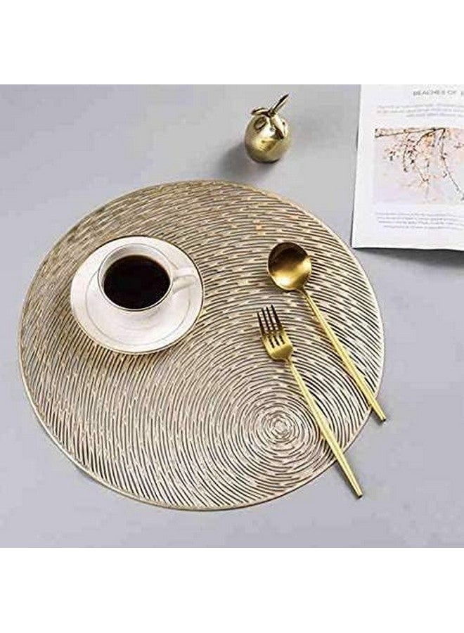 Home-Cloud حصائر طاولة دائرية من بوليستر HomeCloud / حصائر طاولة دائرية / حصائر طاولة PVC دائرية / حصائر طاولة طعام بتصميم مقصوص / حصائر طاولة زينة / حصائر طاولة جانبية (متعدد، مجموعة من 4 (2 قطعة ذهبية + 2 قطعة فضية)) - Image 4