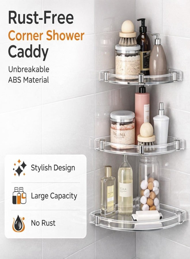 Urban Elite Acrylic Bathroom Shelves Set of 3 - Unbreakable Transparent Corner Wall Shelves (8", 10", 12") for Bathroom, Kitchen & Home Storage - Image 4