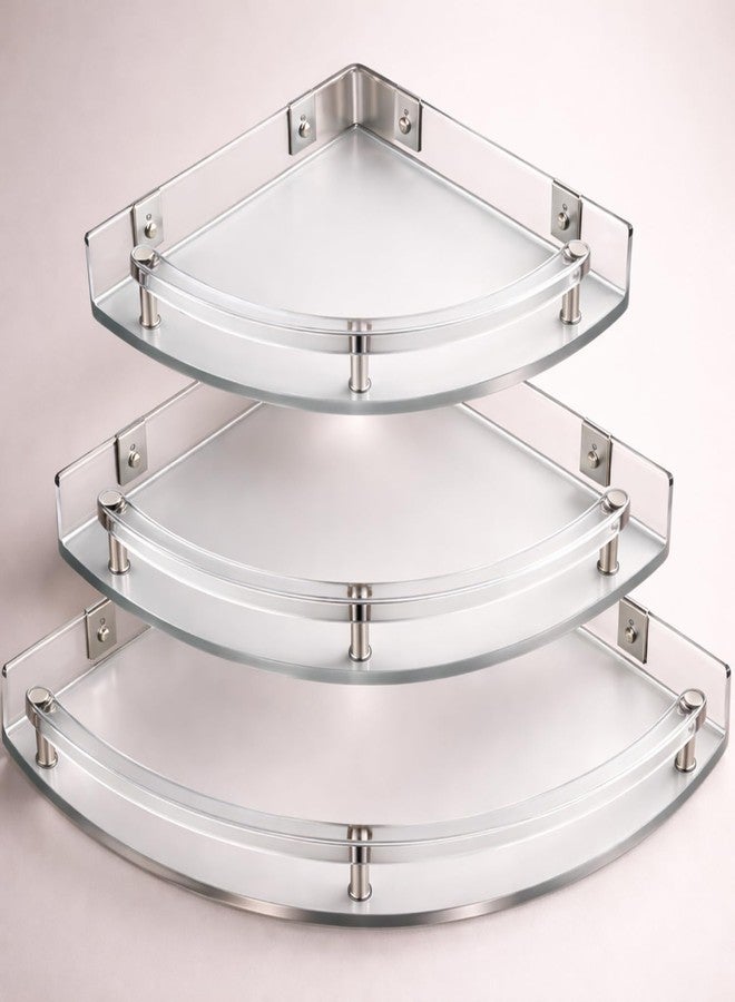 Urban Elite Acrylic Bathroom Shelves Set of 3 - Unbreakable Transparent Corner Wall Shelves (8", 10", 12") for Bathroom, Kitchen & Home Storage - Image 1