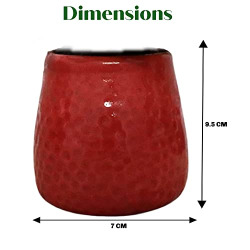 Leafy Tales Honeycomb Texture Ceramic Pot for Home Garden Decor Glossy Red - Image 4