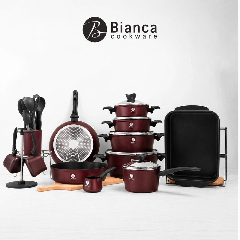 Bianca cookware Bianca 21-Piece Granite Cookware Set (99.7% Aluminum) – Healthy, Non-Stick, Induction-Compatible – PFOA, PTFE, and PFAS-Free – Includes Frying Pans, Baking Trays, Coffee Pot, and Silicone Utensil Set – 3-Year Warranty. - Image 1
