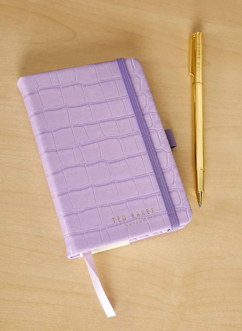 Ted Baker Purple Notebook And Gold Pen Set