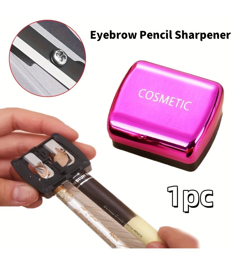 1pc Dual Hole Eyebrow Pencil Sharpener With Roller Portable Makeup Tool No Battery Needed Universal For Eyeliner Lip Liner Compact Travel Friendly Design - Image 1