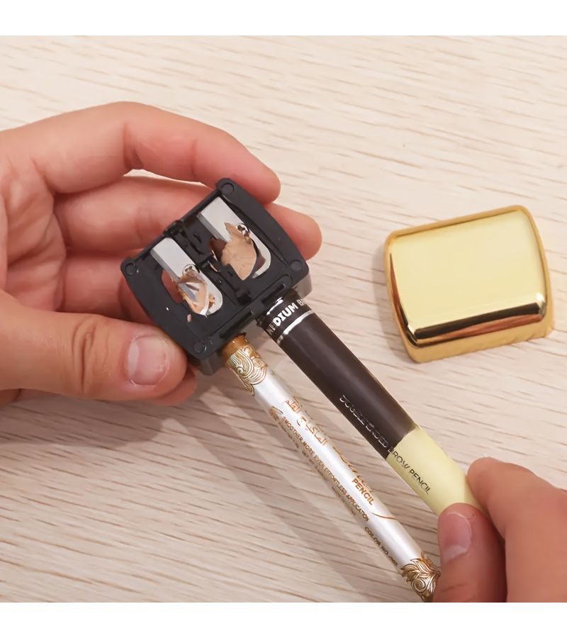1pc Dual Hole Eyebrow Pencil Sharpener With Roller Portable Makeup Tool No Battery Needed Universal For Eyeliner Lip Liner Compact Travel Friendly Design - Image 5