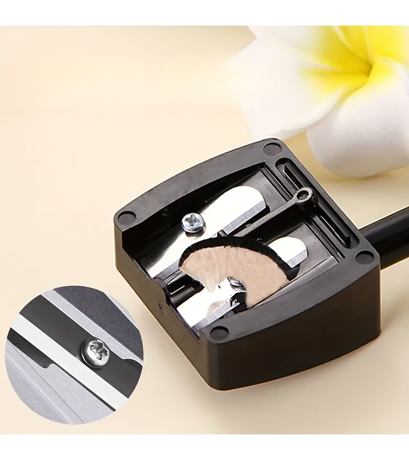 1pc Dual Hole Eyebrow Pencil Sharpener With Roller Portable Makeup Tool No Battery Needed Universal For Eyeliner Lip Liner Compact Travel Friendly Design - Image 3