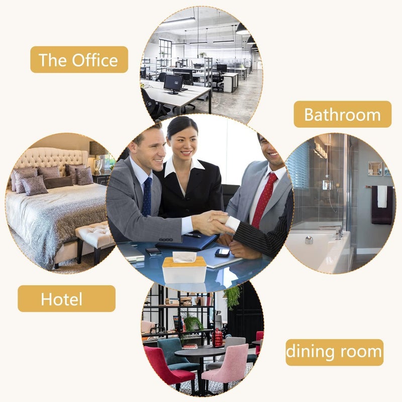 FunBlast Tissue Box Holder - Bamboo Cover Plastic Tissue Box Holder, Tissue Paper Holder Box, Napkin Holder for Table, Tissue Holder Dispenser Organizer for Home, Office, Car (21.5 X 12.5 X 9.5 Cm) - Image 5