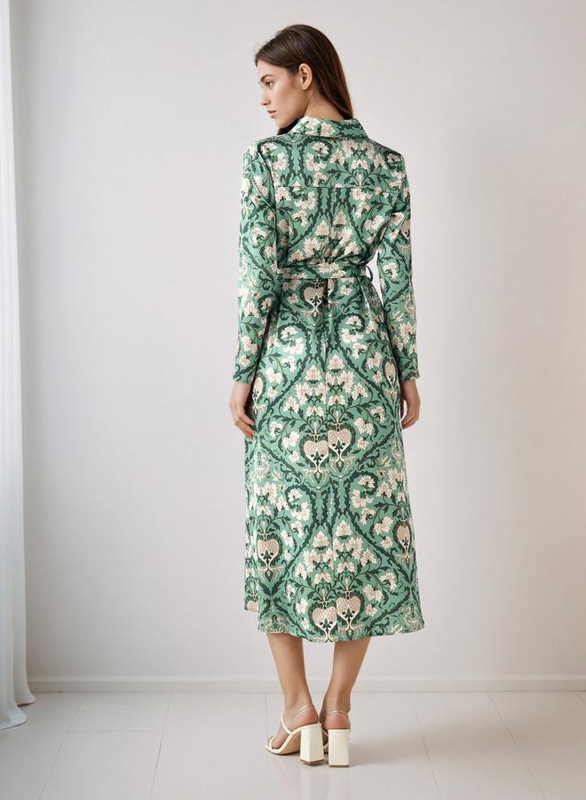 Splash FAV Floral Print Shirt Dress with Tie-Up Detail - Image 3