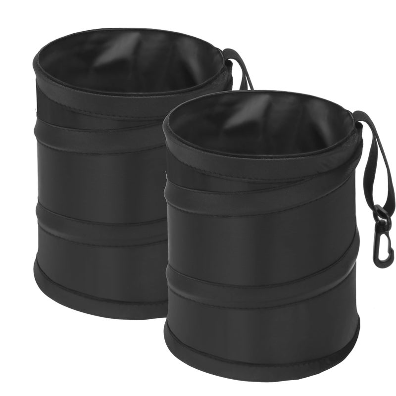 Ginsco 2Packs New Leakproof Car Trash Can, Mini Trash Can Pop-up Collapsible Hanging Car Trash Bin with Hook and Loop, Waterproof PEVA Liner Open-Top 1 Gallon Garbage Can for Cars Home Office - Image 1