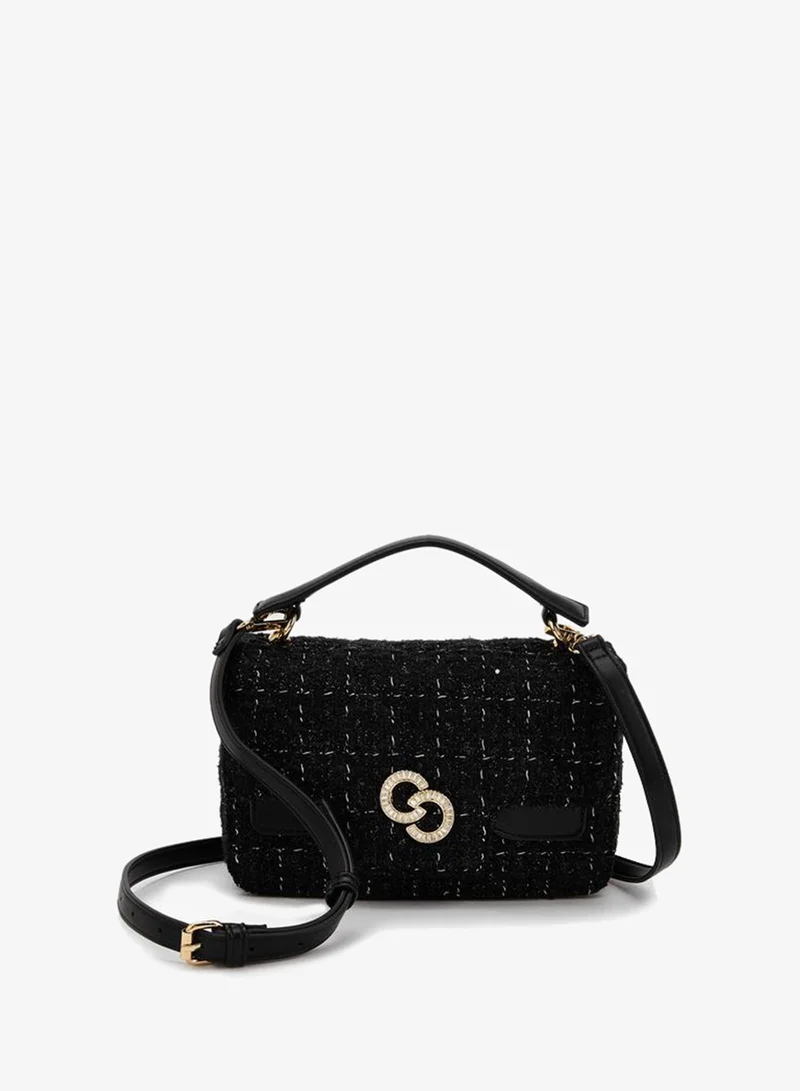 سيليست Tweed Textured Satchel Bag With Button Closure Ramadan Collections