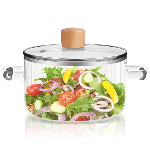Glass Serving Bowl with Lid Oven Microwave Safe Vessel for Curry Kitchen Server Ware Mixing Pottery for Snacks Cake Cereal Rice Sambar 1200ML  - Image 5