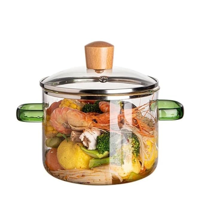 Glass Serving Bowl with Lid Oven Microwave Safe Vessel for Curry Kitchen Server Ware Mixing Pottery for Snacks Cake Cereal Rice Sambar 1200ML  - Image 4