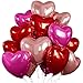 Villorem 15 Pcs Red Heart Shaped Balloons 18 Inch Hot Pink Valentines Balloons Rose Gold Foil Heart Balloon for Birthday Bridal Shower Engagement Wedding Valentine Party Decorations - Image 2
