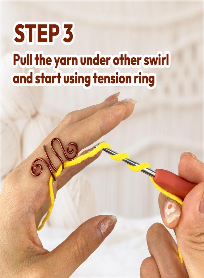 Musemory Handmade Crochet Tension Ring, Lefties & Righties Yarn Tension Control Ring, Adjustable Companion Ring, Gift for Crocheters Knitters, Mother's Day Gifts From Daughter, Son (Size 7-10, Turquoise) - Image 3