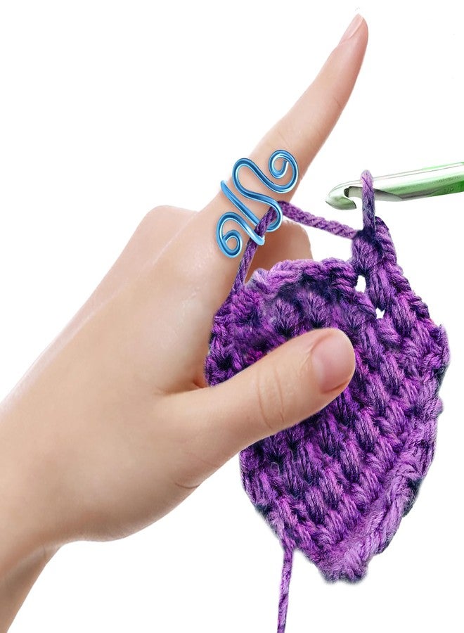 Musemory Handmade Crochet Tension Ring, Lefties & Righties Yarn Tension Control Ring, Adjustable Companion Ring, Gift for Crocheters Knitters, Mother's Day Gifts From Daughter, Son (Size 7-10, Turquoise) - Image 1