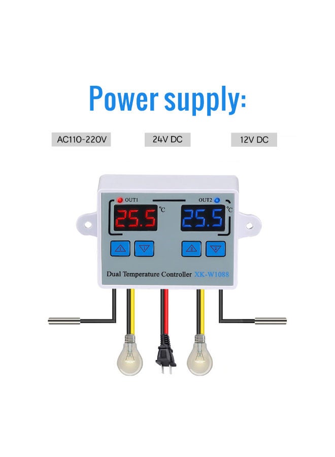 NIBEMINENT Dual Digital Thermostat Temperature Controller For incubator XK-W1088 White - Image 5