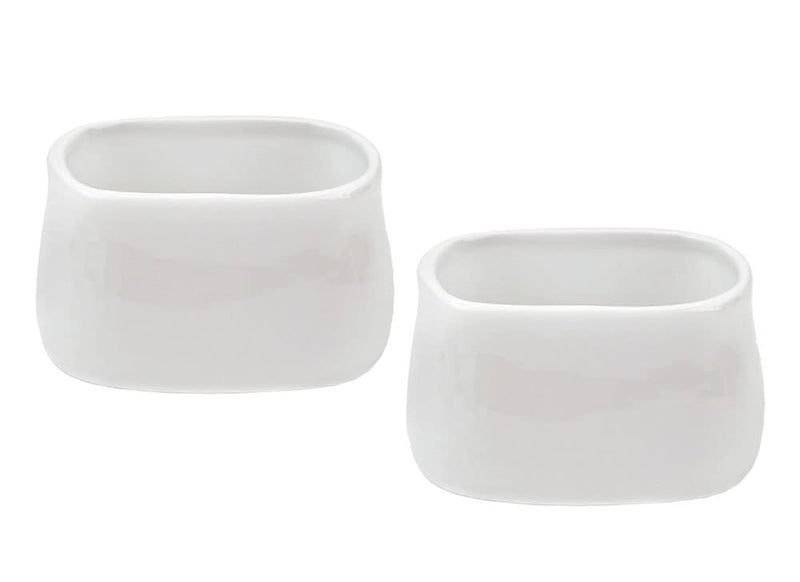 RockTrend Simple Square Ceramic Sugar Bowl Sugar Packet Holder Tea Bag Bowl Set of 2Pure White