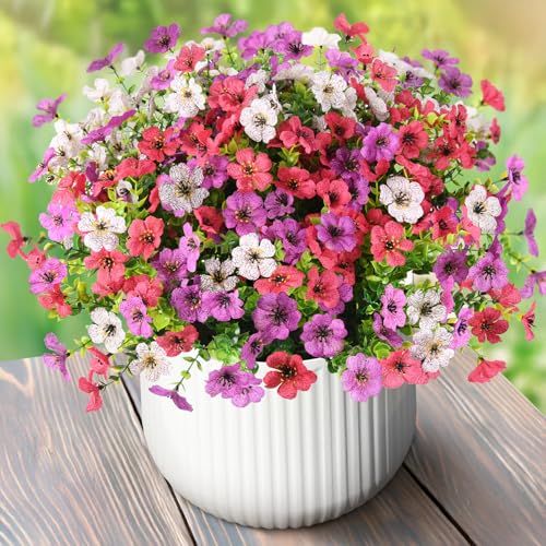 ZFProcess Artificial Flowers Faux Plants Outdoor Fake Flowers Spring Decor12 Bundles Realistic Plastic Plant Colorful Daisy UV Resistant for Porch Patio Home Yard Garden Window Box Pot Planters - Image 1