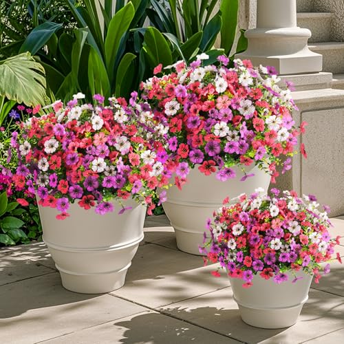 ZFProcess Artificial Flowers Faux Plants Outdoor Fake Flowers Spring Decor12 Bundles Realistic Plastic Plant Colorful Daisy UV Resistant for Porch Patio Home Yard Garden Window Box Pot Planters - Image 3